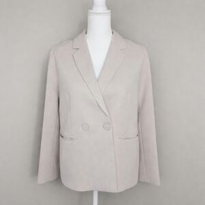 Daxi Retro Styling Greige Double Breasted Tailored Blazer Minimalist Normcore